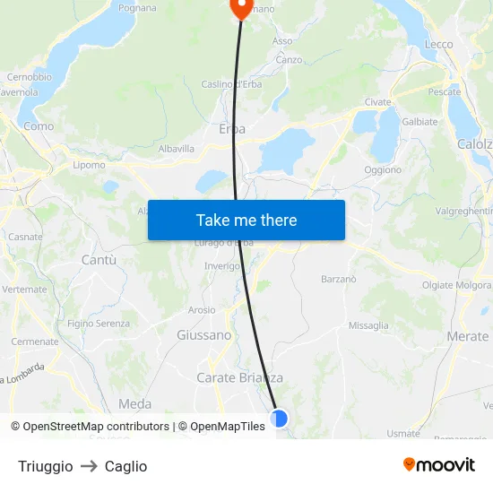 Triuggio to Caglio map