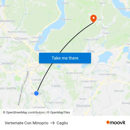 Vertemate Con Minoprio to Caglio map