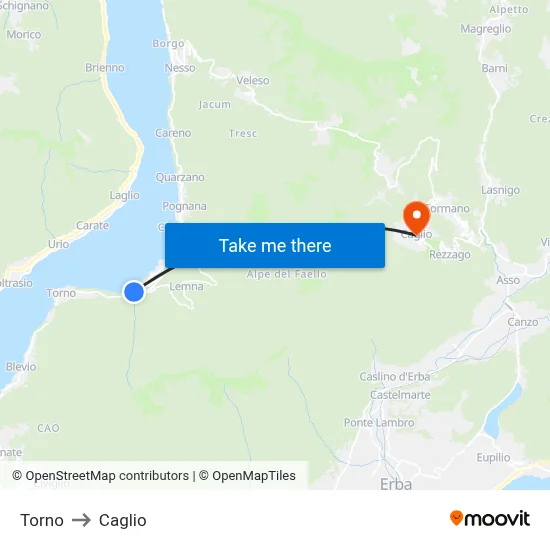 Torno to Caglio map