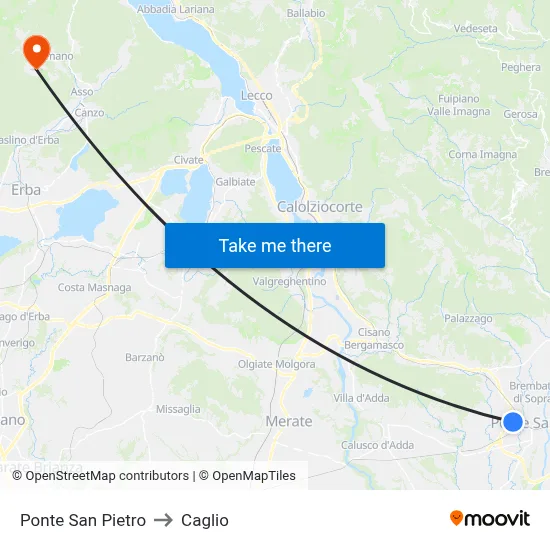 Saint Peter Bridge to Caglio map