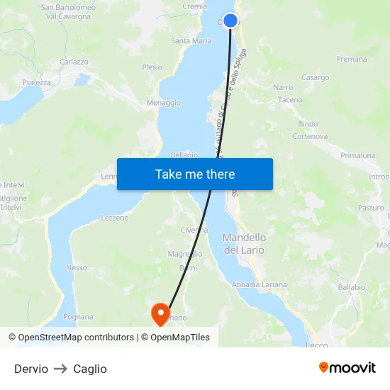 Dervio to Caglio map