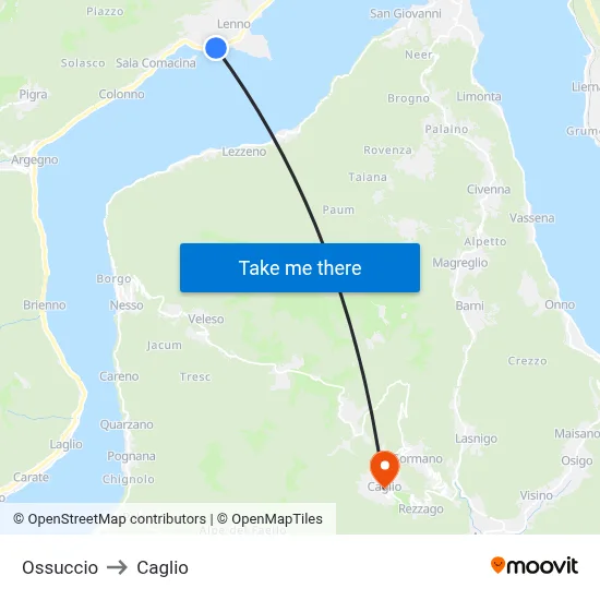 Ossuccio to Caglio map