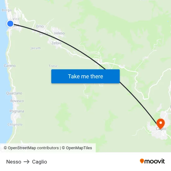 Nesso to Caglio map