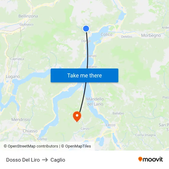 Dosso Del Liro to Caglio map