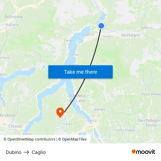 Dubino to Caglio map
