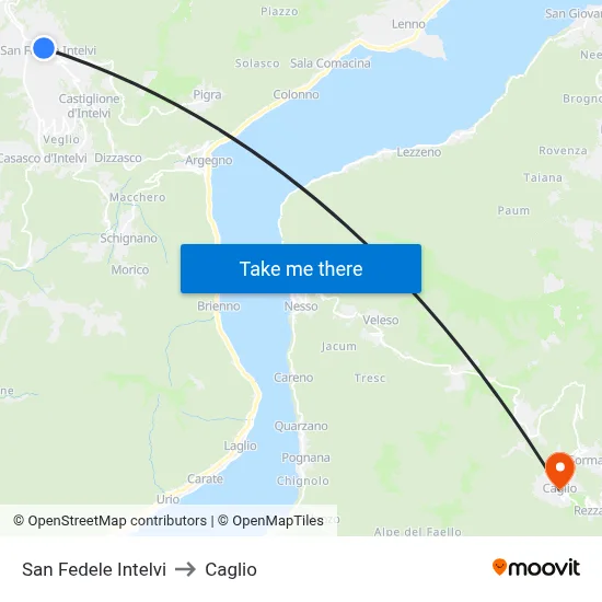 San Fedele Intelvi to Caglio map