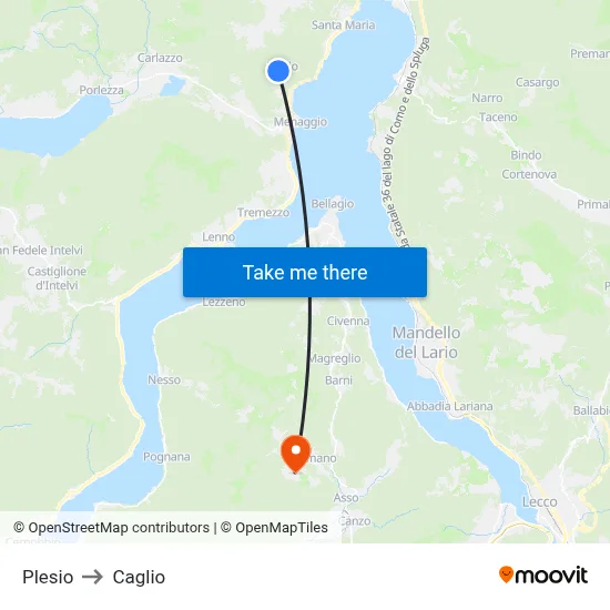 Plesio to Caglio map