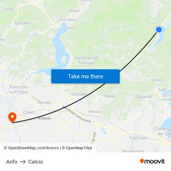 Anfo to Calcio map