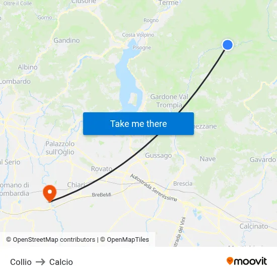 Collio to Calcio map