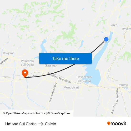 Limone Sul Garda to Calcio map