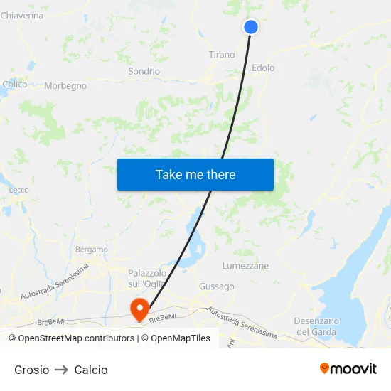 Grosio to Calcio map