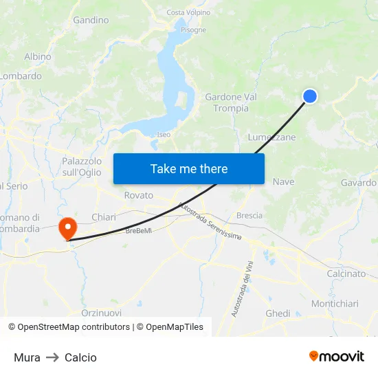 Mura to Calcio map