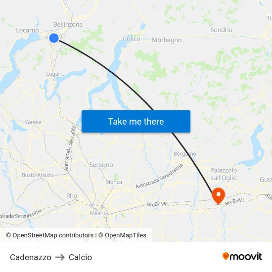 Cadenazzo to Calcio map