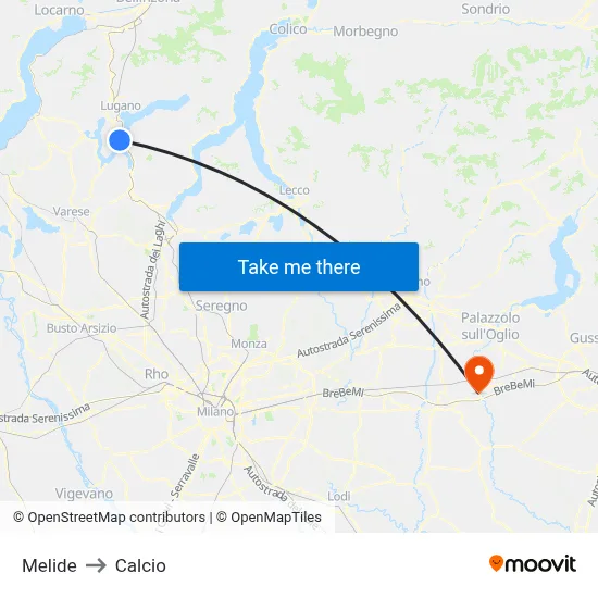 Melide to Calcio map