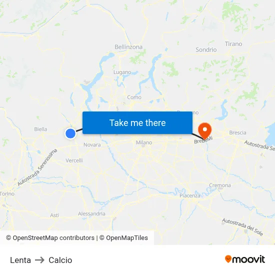 Lenta to Calcio map