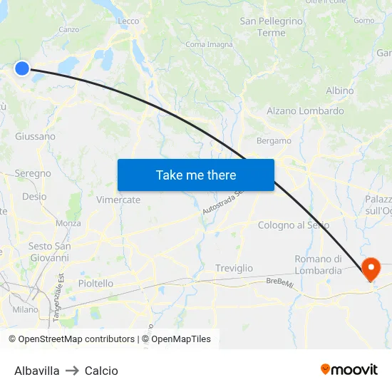 Albavilla to Soccer map