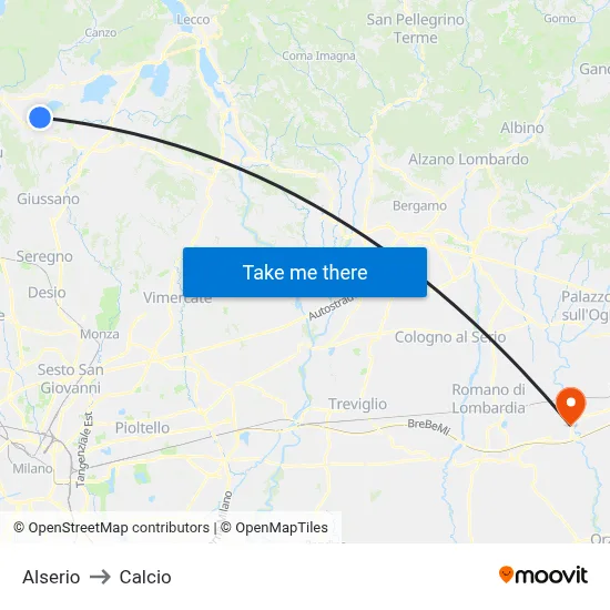 Alserio to Soccer map
