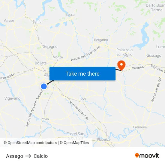 Assago to Soccer map