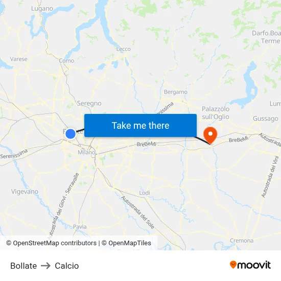 Bollate to Soccer map