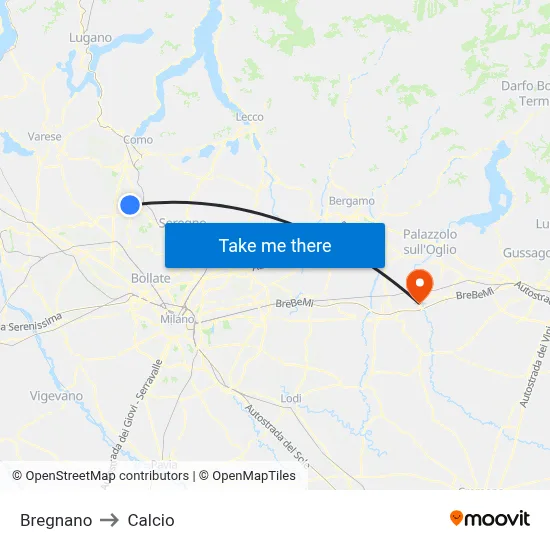 Bregnano to Soccer map