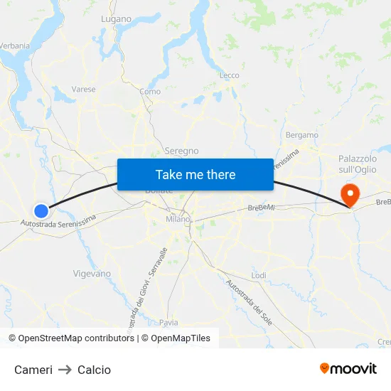 Cameri to Soccer map