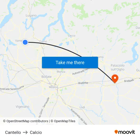Cantello to Soccer map