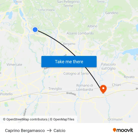 Caprino Bergamasco to Soccer map