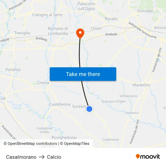 Casalmorano to Calcio map