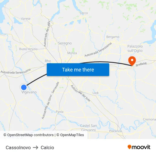 Cassolnovo to Calcio map