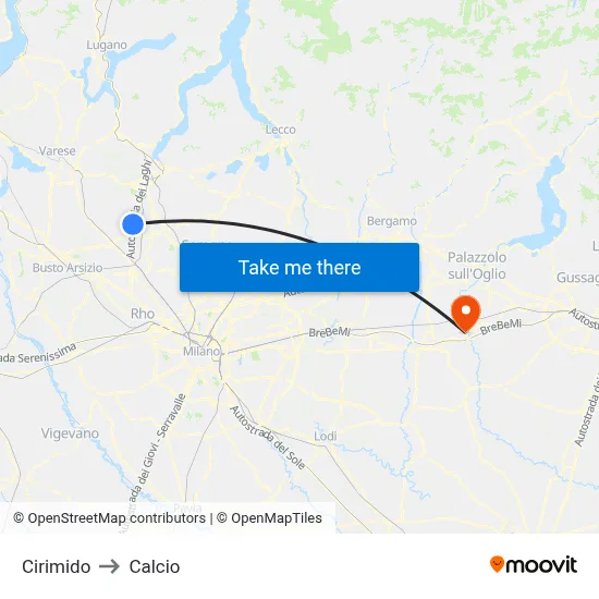 Cirimido to Calcio map
