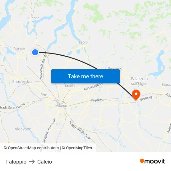 Faloppio to Calcio map