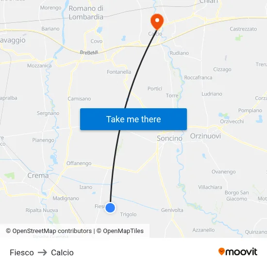 Fiesco to Calcio map