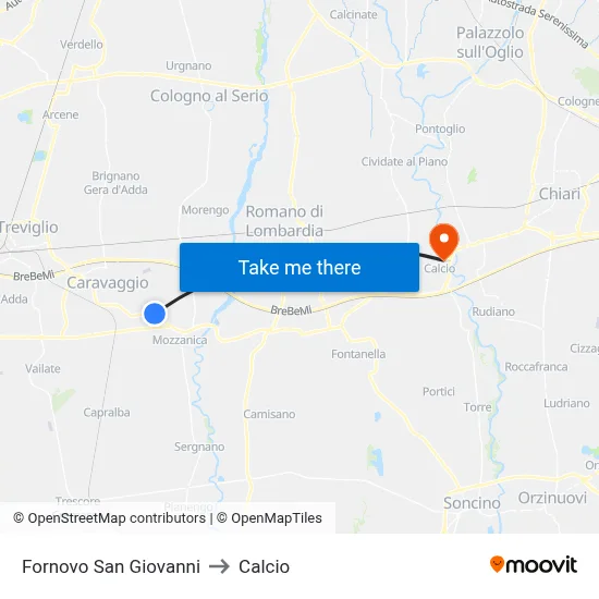 Fornovo San Giovanni to Calcio map