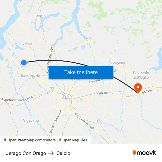 Jerago con Orago to Calcio map