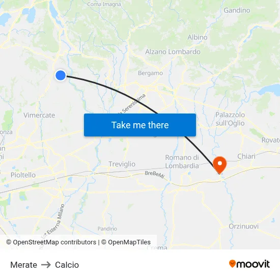 Merate to Soccer map
