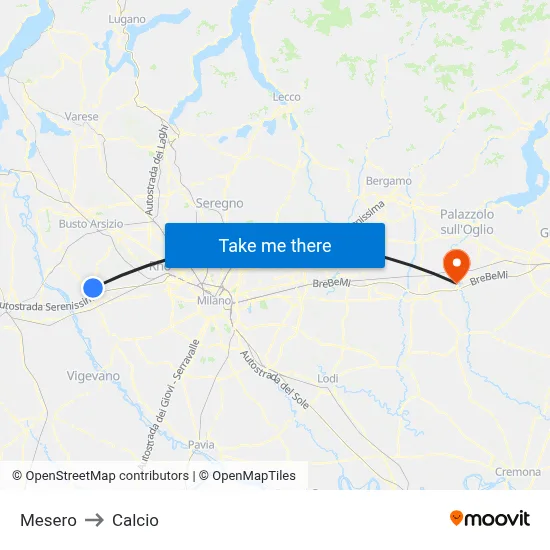 Mesero to Calcio map