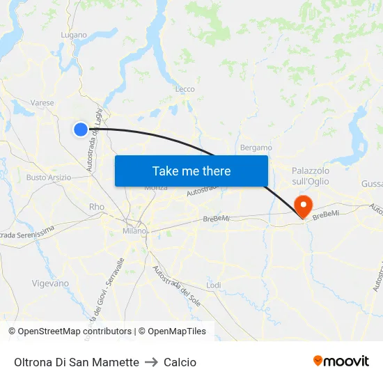 Oltrona di San Mamette to Calcio map