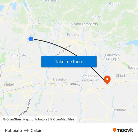 Robbiate to Soccer map