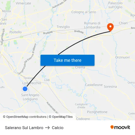 Salerano Sul Lambro to Calcio map