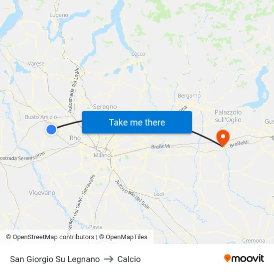 San Giorgio Su Legnano to Calcio map
