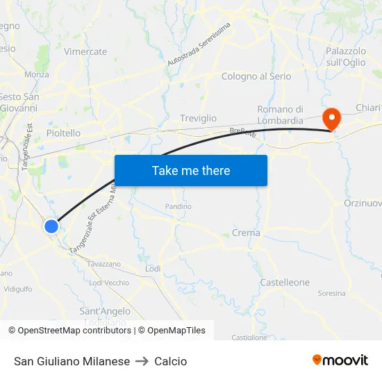 San Giuliano Milanese to Soccer map
