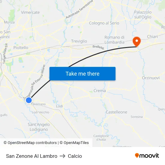 San Zenone Al Lambro to Soccer map
