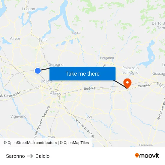 Saronno to Soccer map