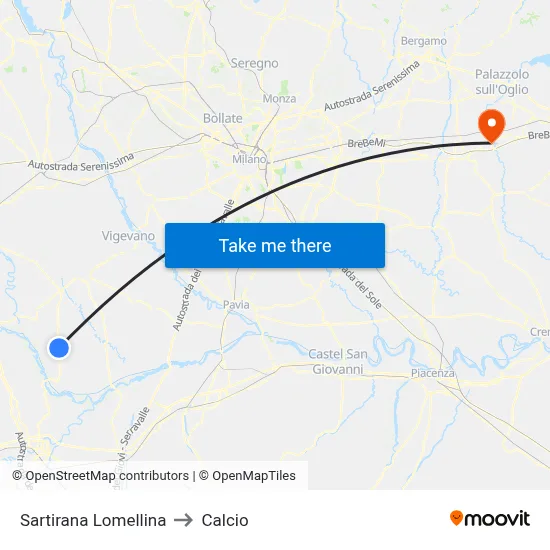 Sartirana Lomellina to Soccer map