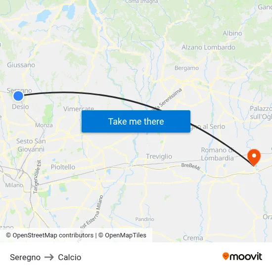 Seregno to Soccer map