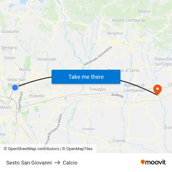 Sesto San Giovanni to Soccer map