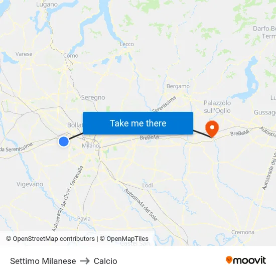 Settimo Milanese to Soccer map