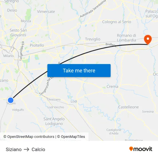 Siziano to Soccer map