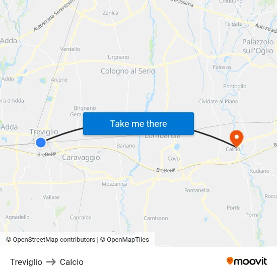 Treviglio to Soccer map