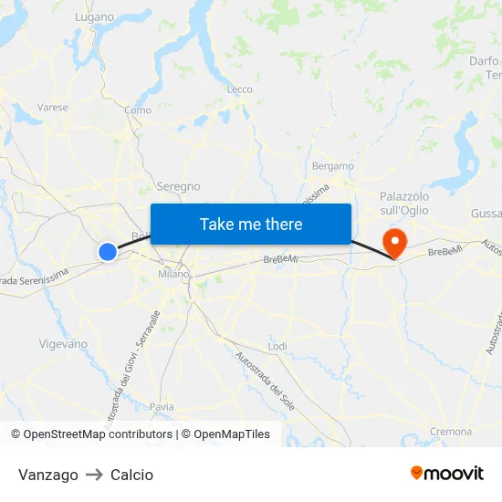 Vanzago to Soccer map